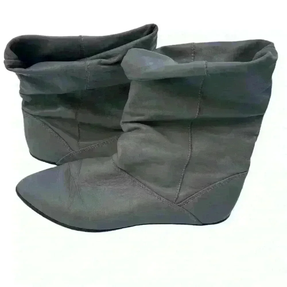 VTG Dexter USA Slouchy Tan Leather Low Heeled Boot Women's Size 6 1/2
